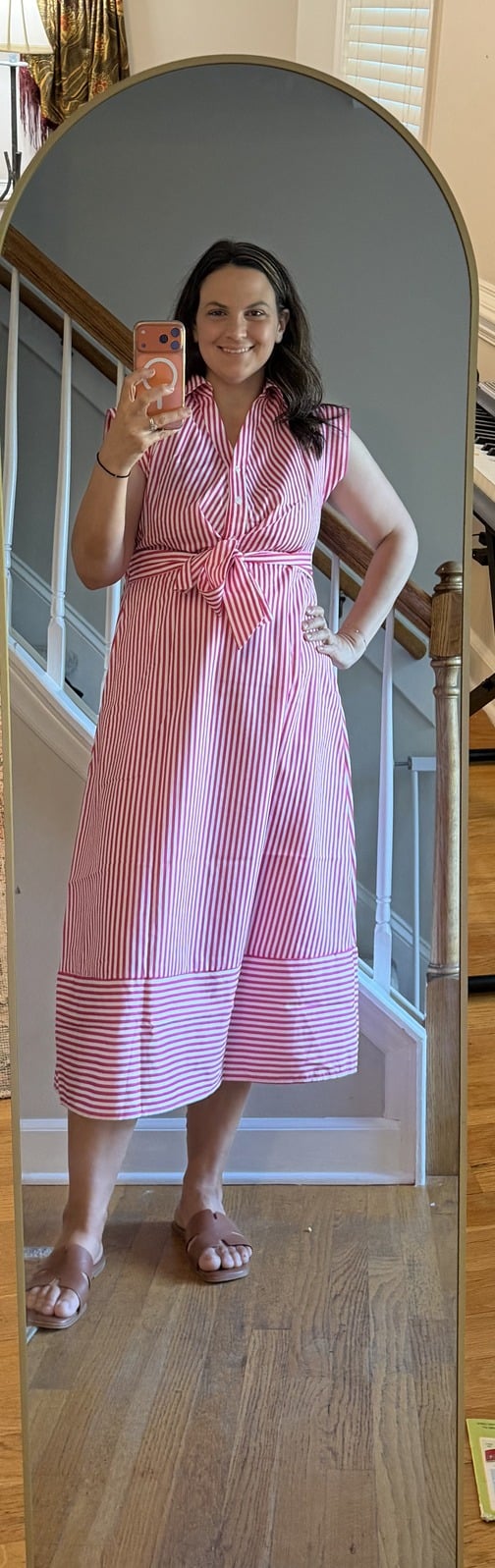 Amy styling a striped shirt